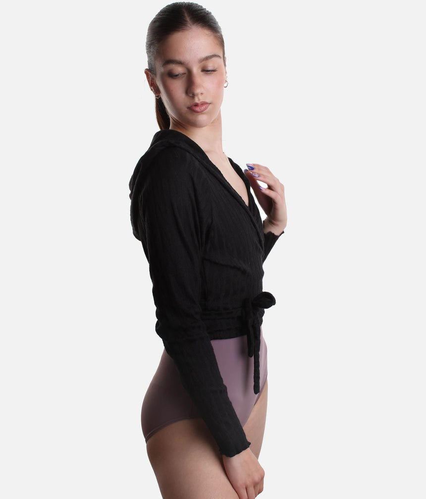 Hooded Wrap Sweater, Ultra Soft Ballet Warm-Up Top for Dancers - THEODORA