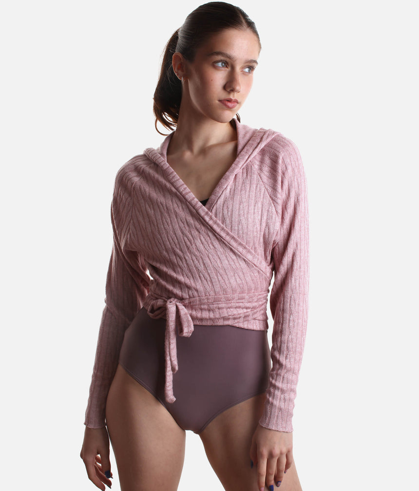 Hooded Wrap Sweater, Ultra Soft Ballet Warm-Up Top for Dancers - THEODORA
