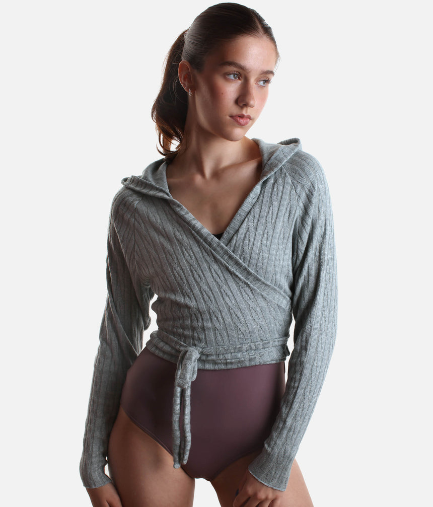 Hooded Wrap Sweater, Ultra Soft Ballet Warm-Up Top for Dancers - THEODORA