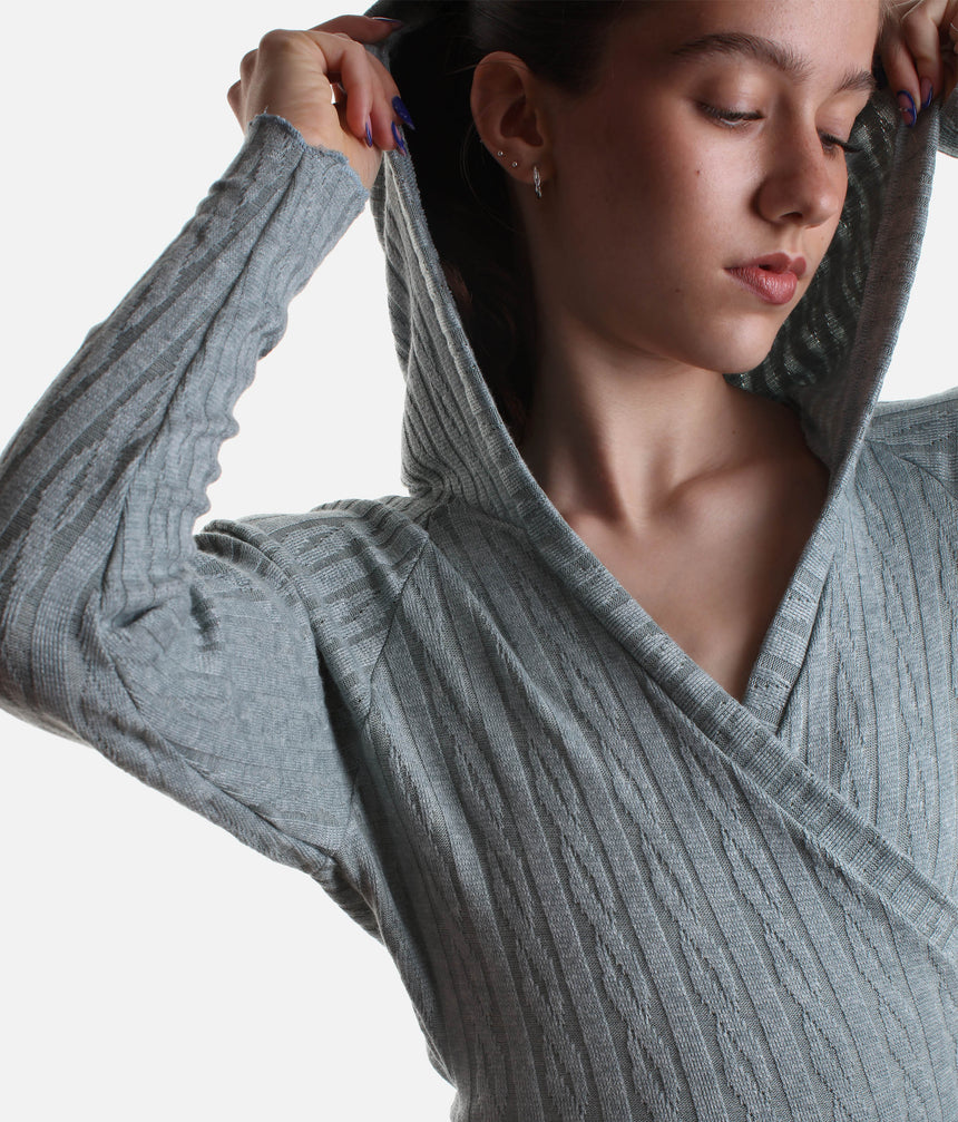 Hooded Wrap Sweater, Ultra Soft Ballet Warm-Up Top for Dancers - THEODORA