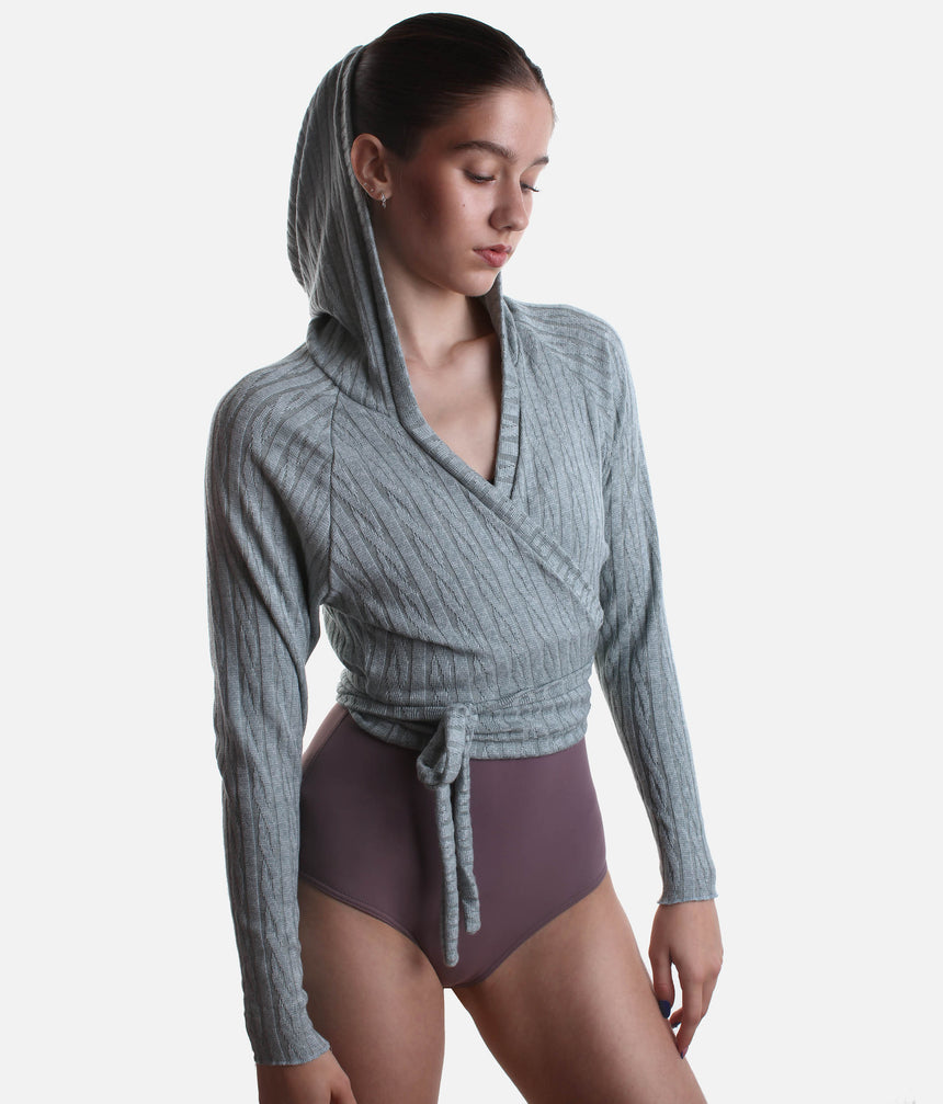 Hooded Wrap Sweater, Ultra Soft Ballet Warm-Up Top for Dancers - THEODORA