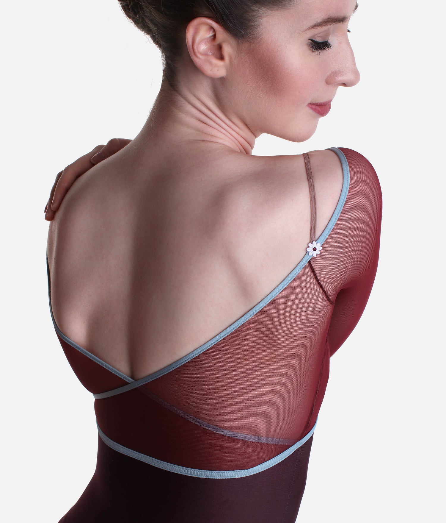 Luxe Low Back Leotard with Floral Tulle Overlay, Classy Collection - THALIA CL