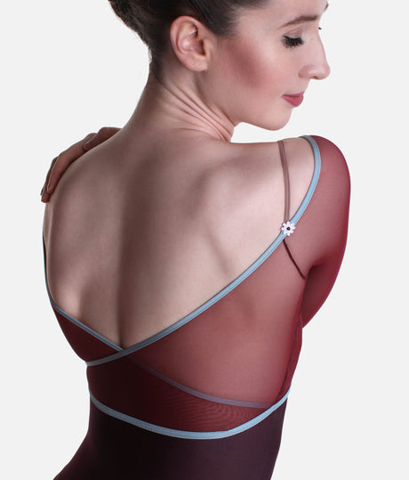 Luxe Low Back Leotard with Floral Tulle Overlay, Classy Collection - THALIA CL