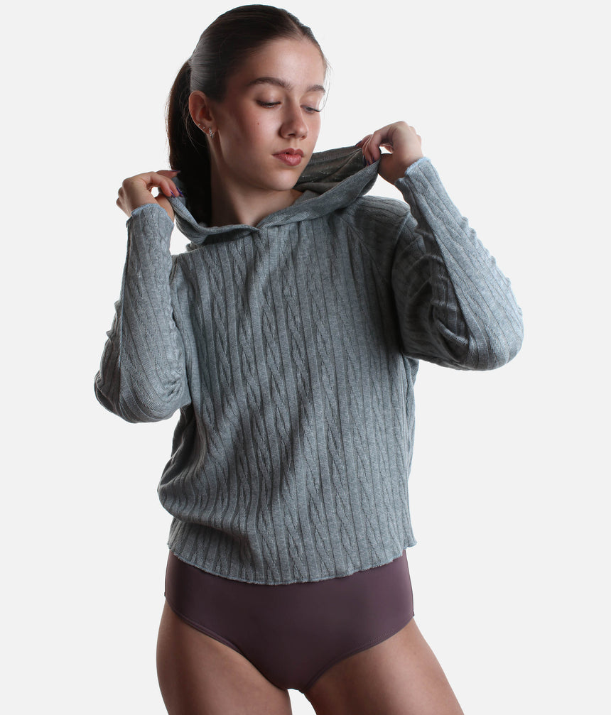 Hooded Sweater for Dancers, Soft Knit Dancewear Essential - THOMASINA