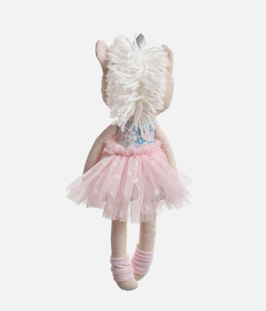 Soft Rag Doll with Tulle Tutu, BLUE Floral Dress & Legwarmers - BABY UNICORN