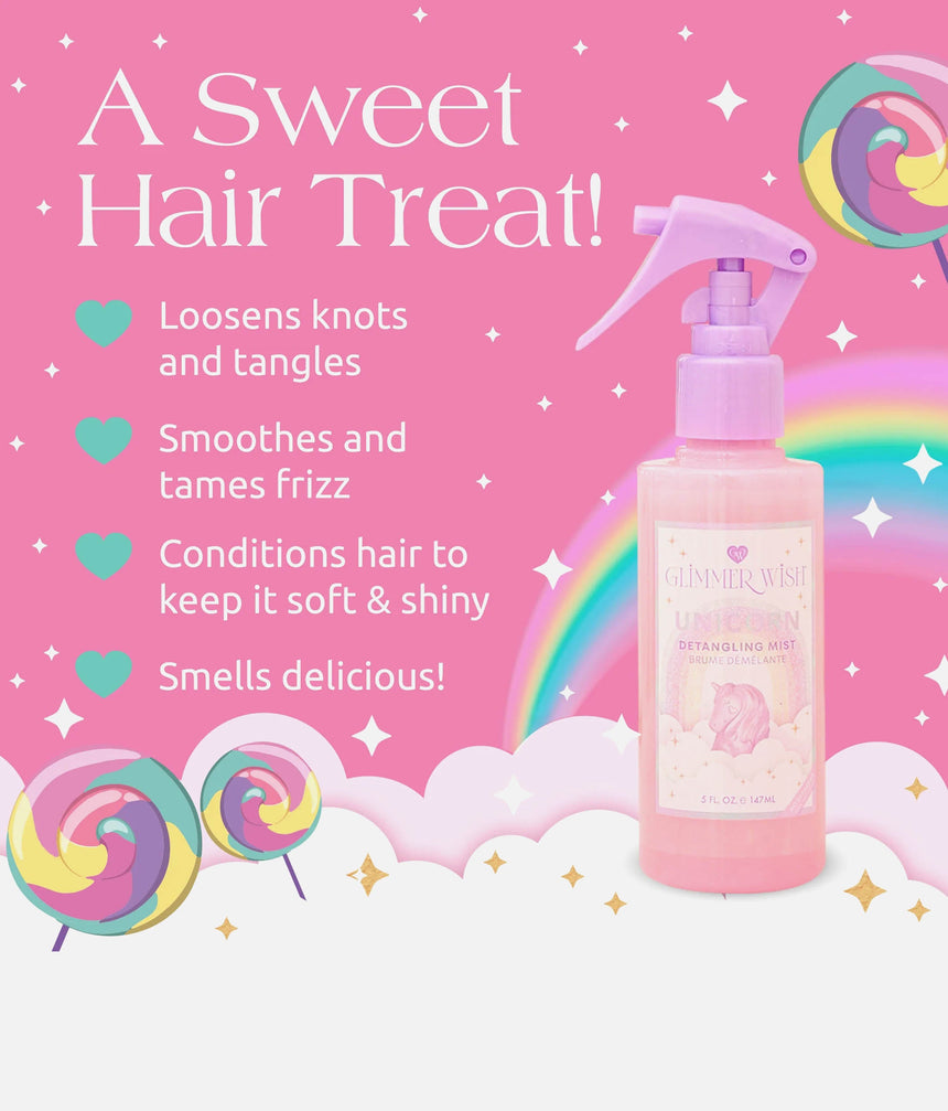 Unicorn Hair Detangling Mist, Scented Spray for Tangles, Frizz & Shine