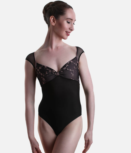 Cap Sleeve Leotard, Premium Balletwear with Tulle & Daisy Detail - VENERE CL