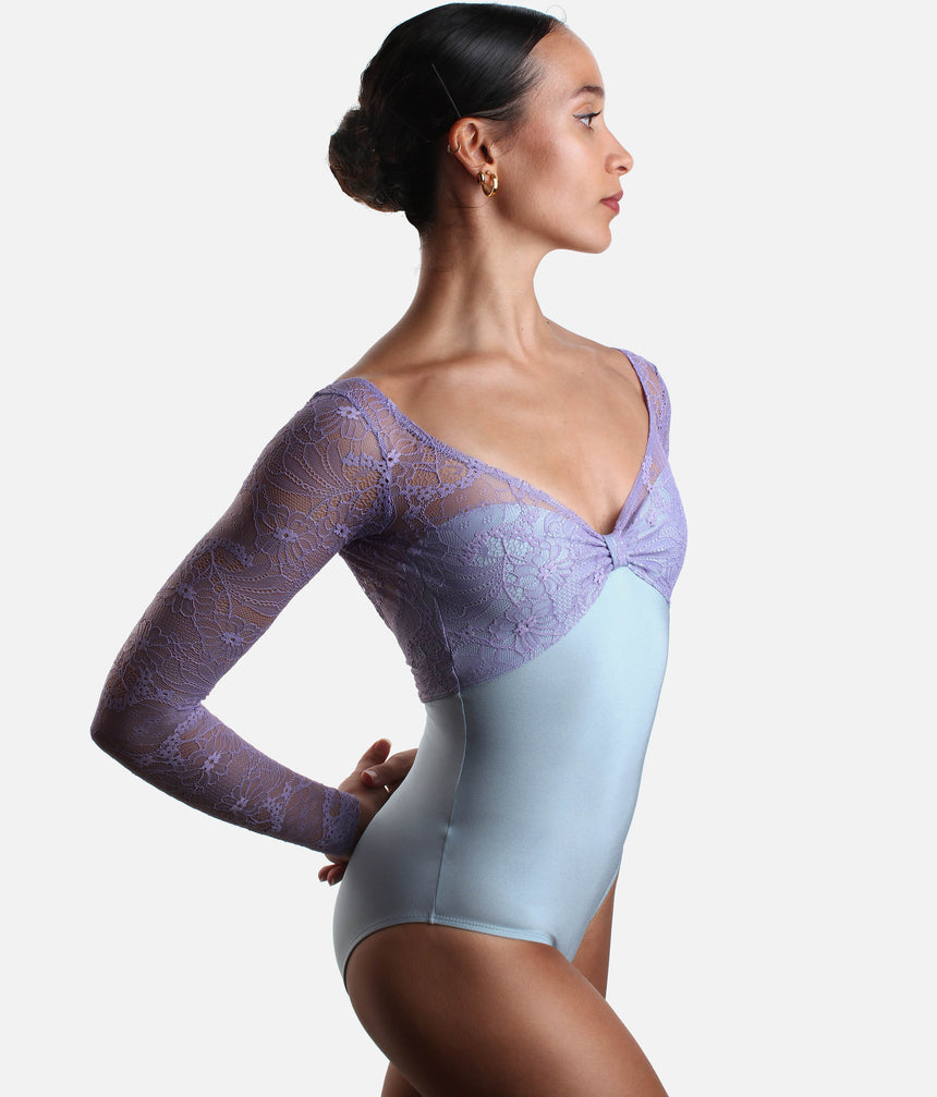 Ballet Leotard with Long Lace Sleeves, Icons Collection - VENERE DI ACQUA