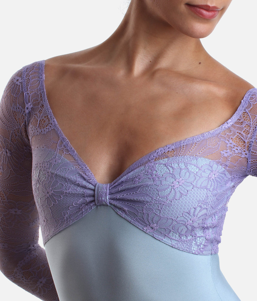 Ballet Leotard with Long Lace Sleeves, Icons Collection - VENERE DI ACQUA