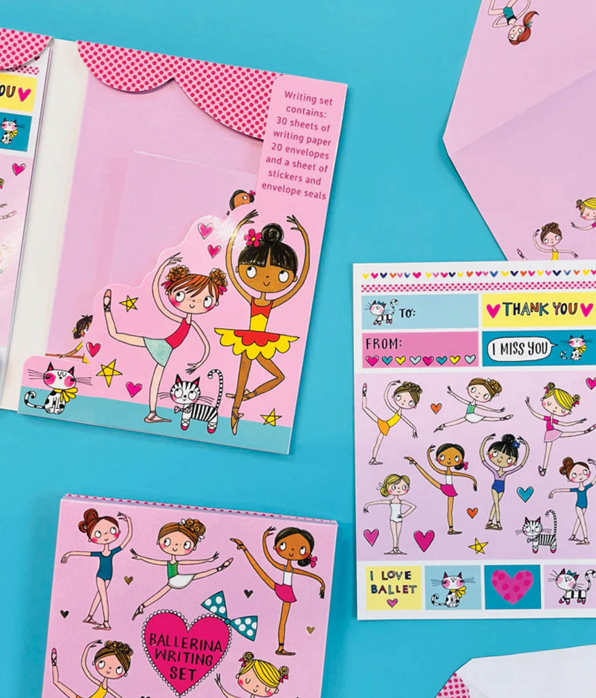 Letter Writing Set, Ballerina Theme with Envelopes & Stickers - WS54
