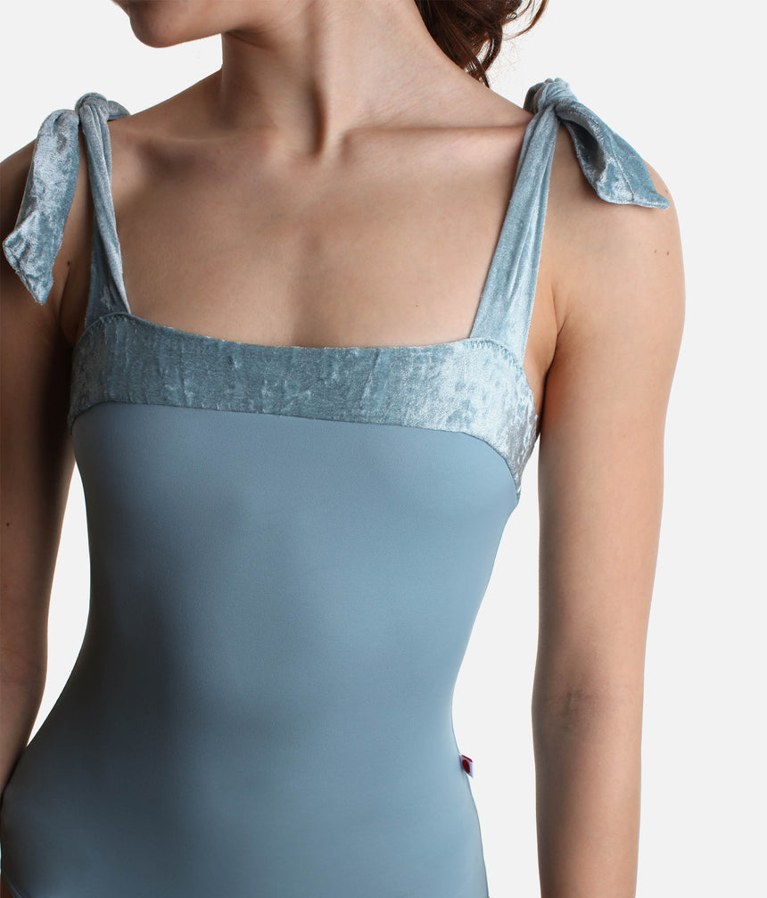 Signature Square Neck Ballet Leotard with Velvet Accents, Adjustable Fit - MIMI FOG