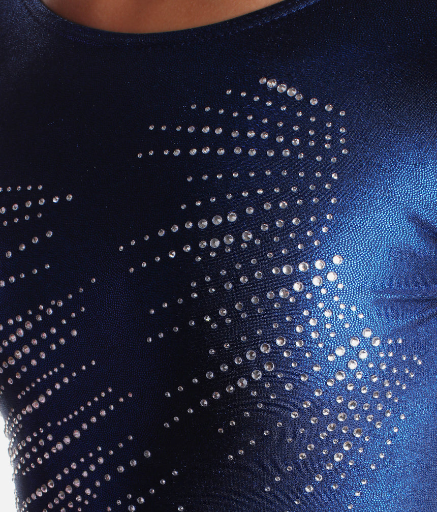 Girls Long Sleeve Gymnastics Leotard, Sparkly Sunbeam Crystal Design - Z102