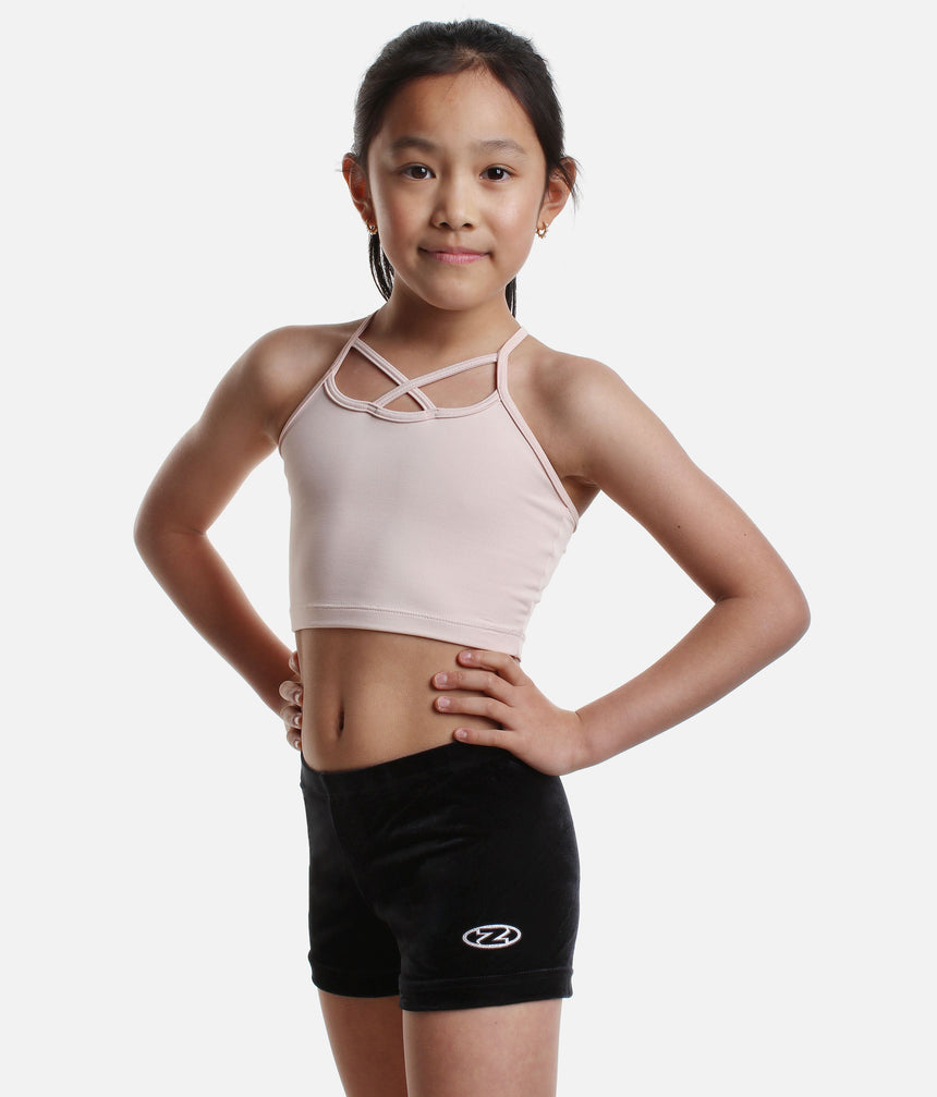 Girl's Hipster Gymnastics Shorts, Smooth Velour - Z2000