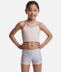 Girl's Silver Gymnastics Shorts, Metallic Lycra - Z2000