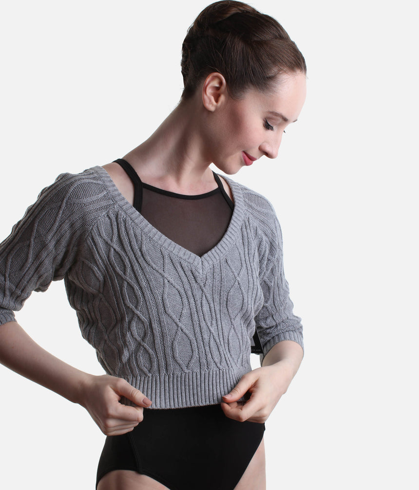 Long Sleeve Ballet Cropped Top, Atiyah Knit Dance Warm-Up Essential - Z30013