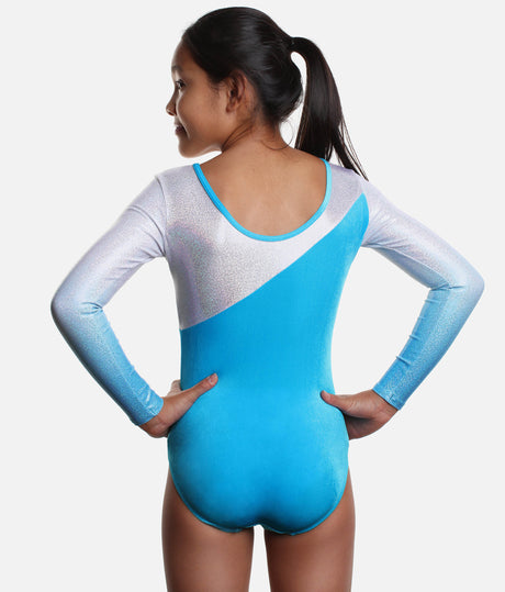 Girls Ombré Long Sleeve Gymnastics Leotard with Rhinestone Design - Z590