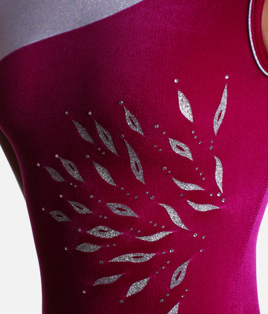 Girl's Comfortable Tank Sleeve Gymnastics Leotard, Contrast Colours - Z310 (CERISE)