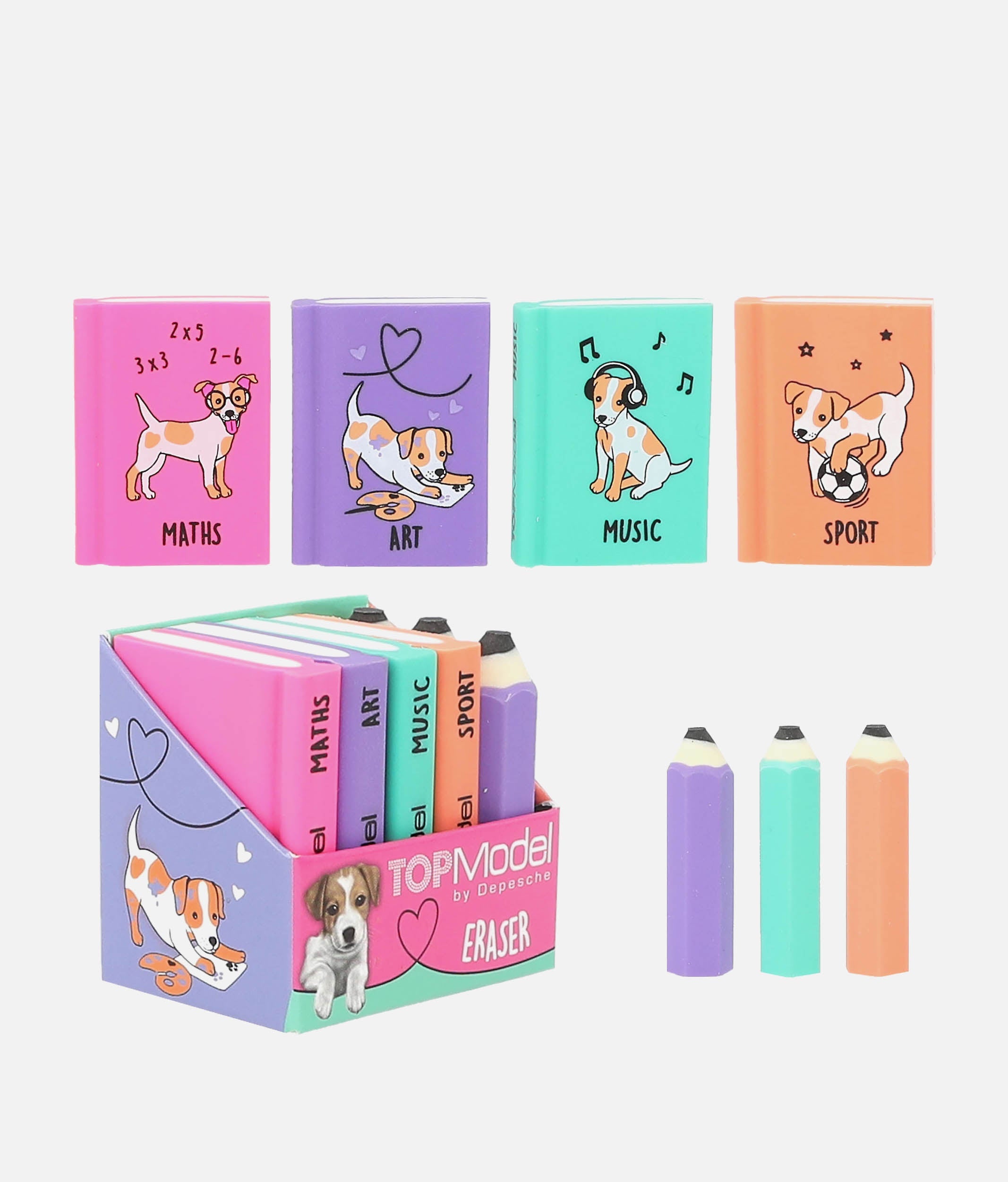 Eraser Set Mini School Books & Pencils - 0012443