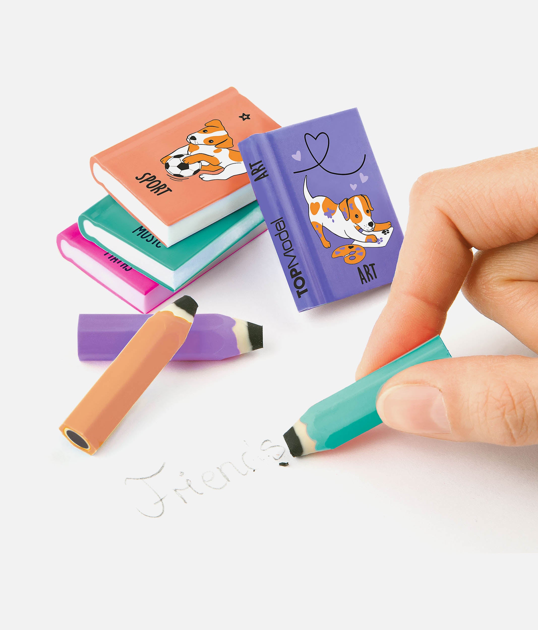 Eraser Set Mini School Books & Pencils - 0012443
