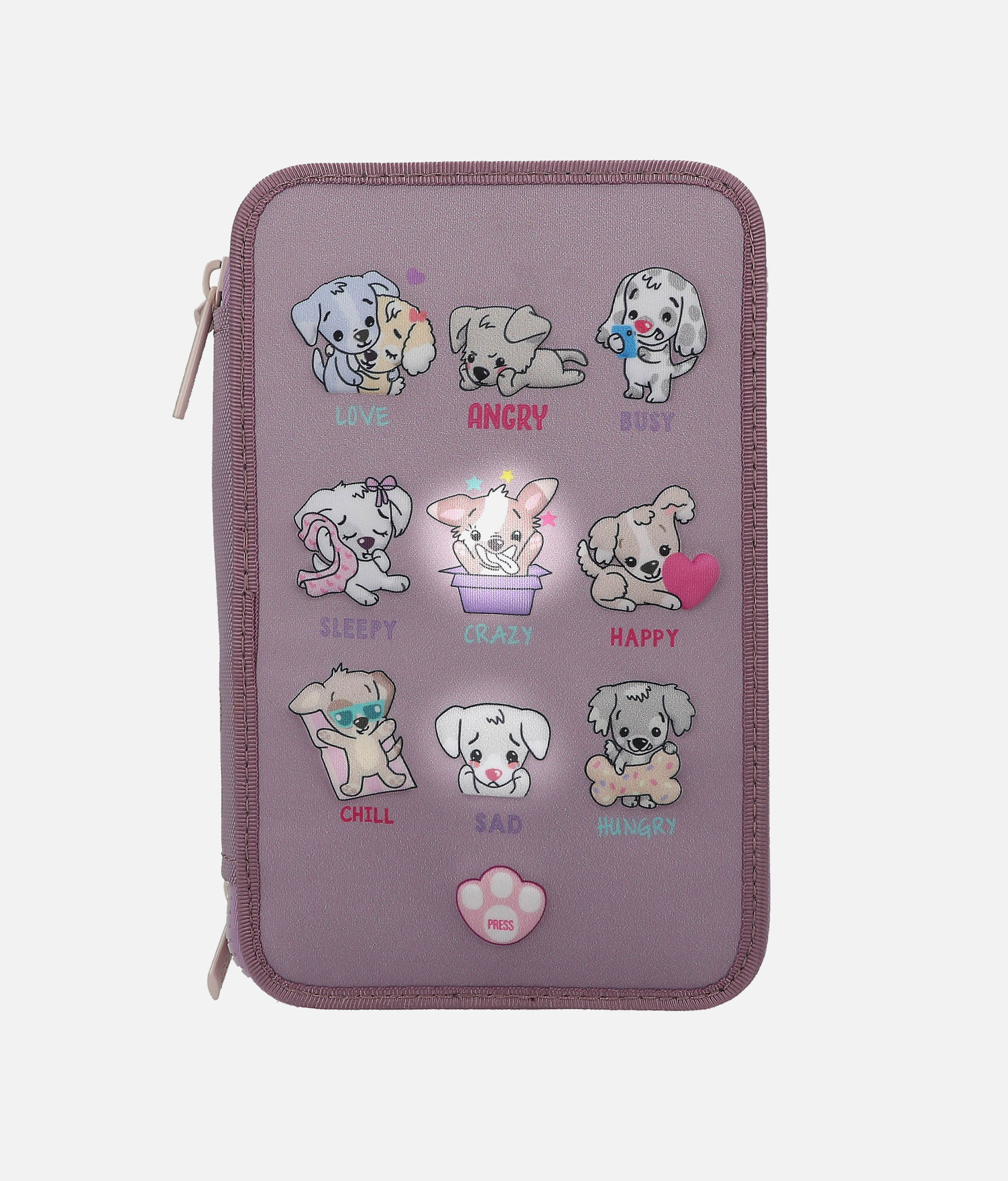 TOPModel Triple Pencil Case, LED Dogs Mood Barometer - 0012843