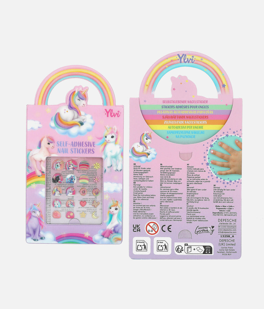 Ylvi Unicorn Fingernail Stickers, Fun & Easy Nail Art - 0013258