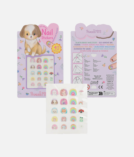 Princess Mimi Nail Stickers for Girls, 40 Cute Designs with Glitter & Gold - 0013567