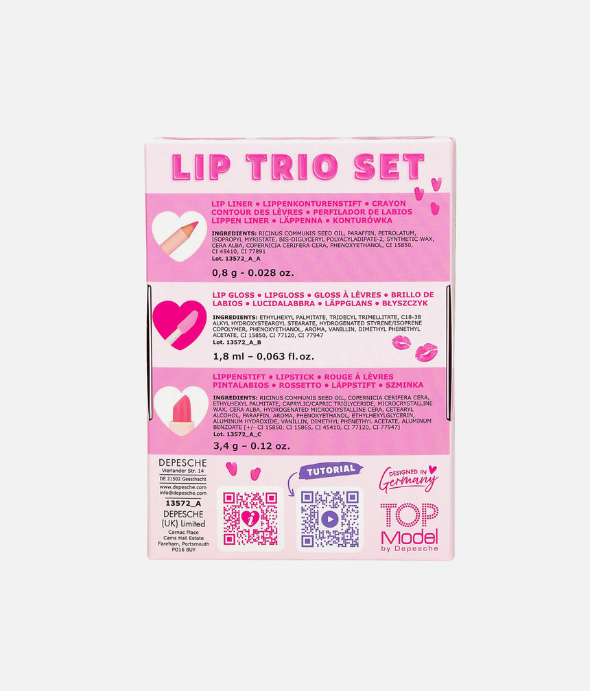 TOPModel Lip Trio Set, Pink Lipstick, Gloss & Liner for Teen Girls - 0013572