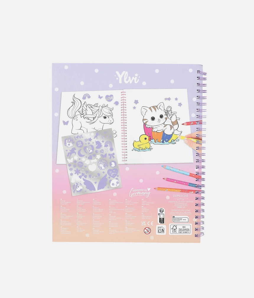 Ylvi Colouring Book with Unicorns, Stickers, 40 Pages of Fun - 0013587