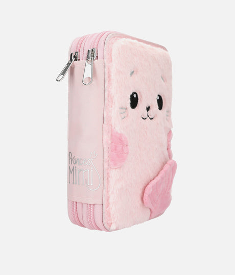 Princess Mimi Fluffy Double Pencil Case with Cute Seal Design - 0013725