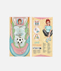 Front and back of TOPModel DIY Laces and Charms football set on a trainer-themed presentation card