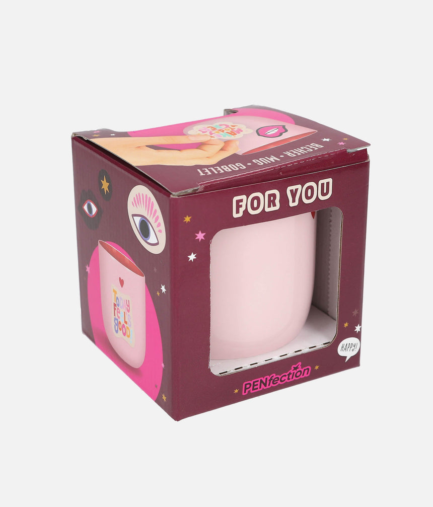 PENfection Pink Mug, Handle-Free Porcelain Cup & Pen Holder - 0013893