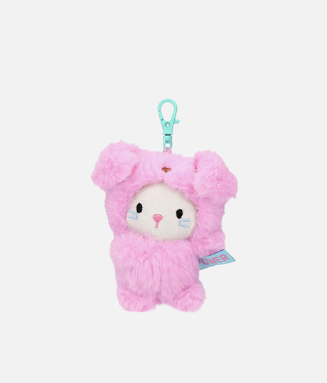 PENfection Tiny Crew Power kitten bag charm wearing a pink dog jumpsuit with a turquoise clip