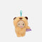 PENfection Tiny Crew Joy dog bag charm wearing a brown capybara jumpsuit with a turquoise clip