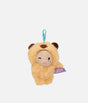 PENfection Tiny Crew Joy dog bag charm wearing a brown capybara jumpsuit with a turquoise clip