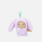 PENfection Tiny Crew Lucky dog bag charm wearing a purple rabbit jumpsuit with long floppy ears