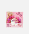 TOPModel pink mix eraser bracelet on a pink presentation card with Candy artwork