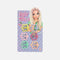 Six TOPModel GLOW TO GO glitter flower hair clips in yellow, lilac, two pink shades, mint and peach on a Candy card