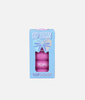 TOPModel strawberry Bubble KPOP lip gloss in a bright pink bottle inside a blue window box with a bow design