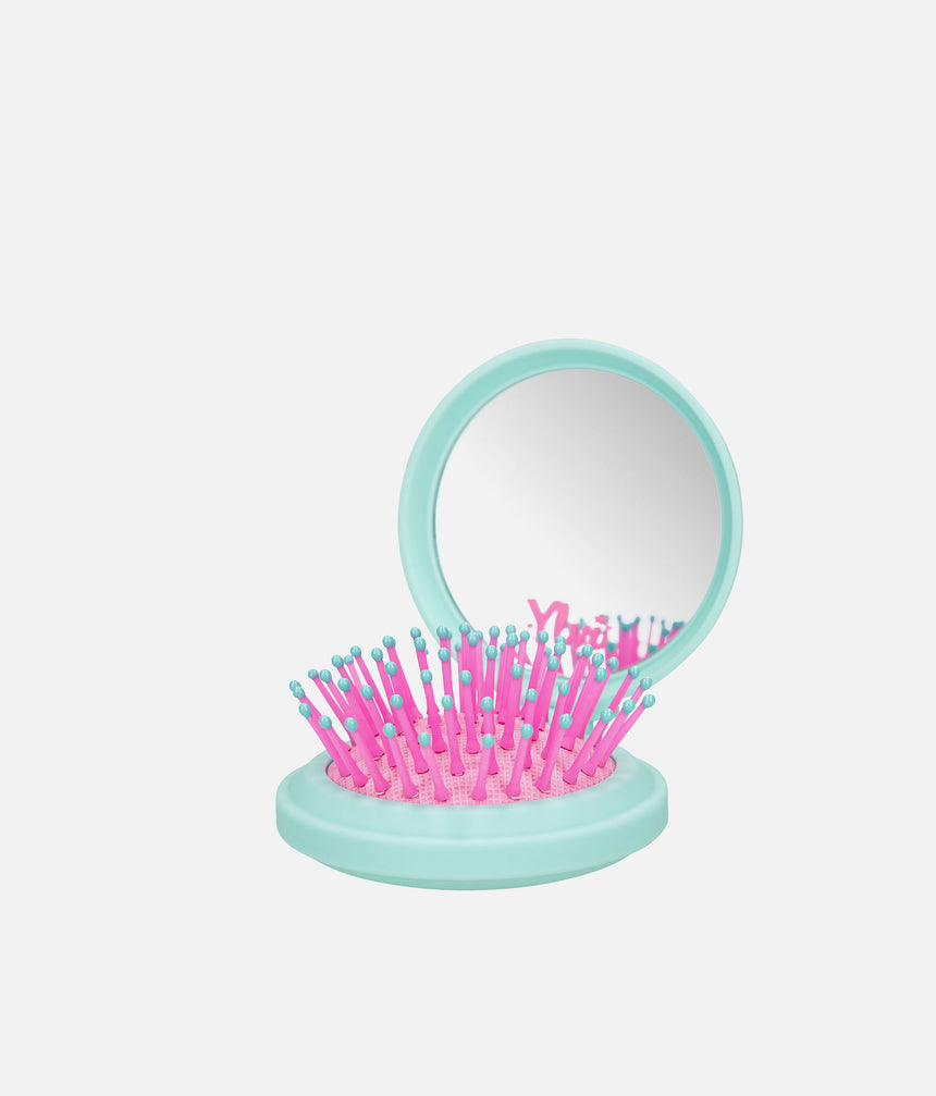 Ylvi Folding Hairbrush with Mirror, Unicorn Design • 0014439