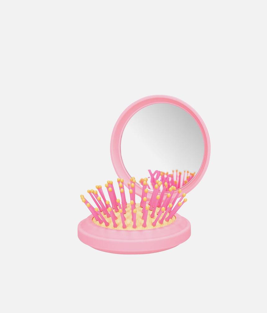 Ylvi Folding Hairbrush with Mirror, Unicorn Design • 0014439