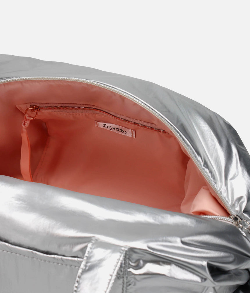 Quilted Duffel Bag, Silver Ballet Studio/Gym Bag, Medium Size - B0232NC