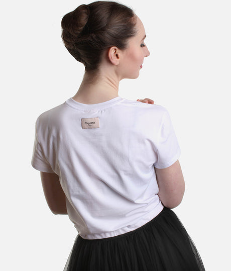 Crop Top, Satin Ribbon Adjustable Waist T-Shirt - REP S0704