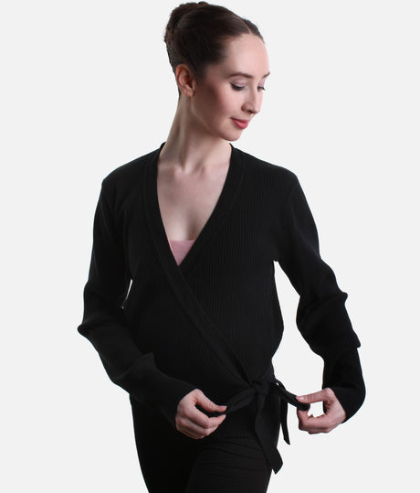 Premium Rib Knit Ballet Wrap with Tie Closure - S0757