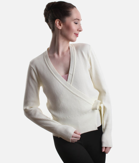 Premium Rib Knit Ballet Wrap with Tie Closure - S0757