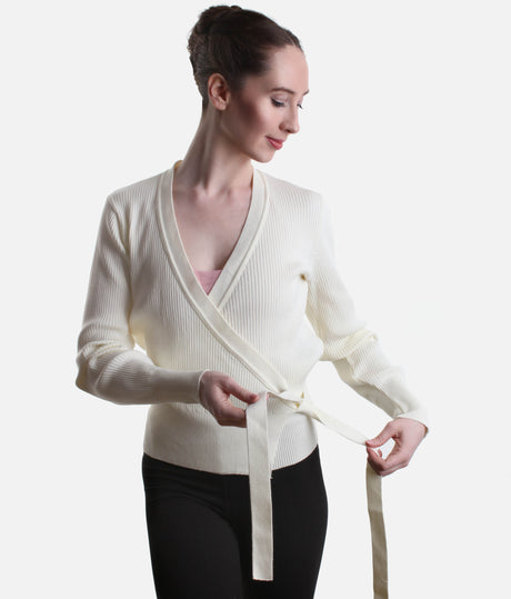 Premium Rib Knit Ballet Wrap with Tie Closure - S0757