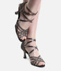 Latin Dance Shoes for Women with 6.5 cm Flare Heel, Glitter Finish, VarioSpin Sole - 108