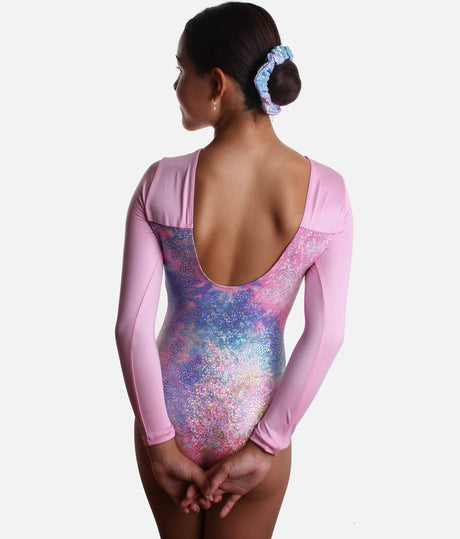 Girls UNICORN DISCO LIGHTWAVE Gymnastics Leotard, Long Sleeve - 12305C