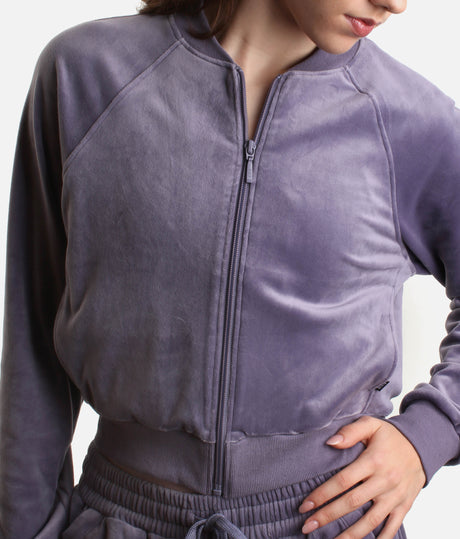 Amanda Velvet Bomber Jacket, Luxurious Dance Warm-Up Layer - J13001