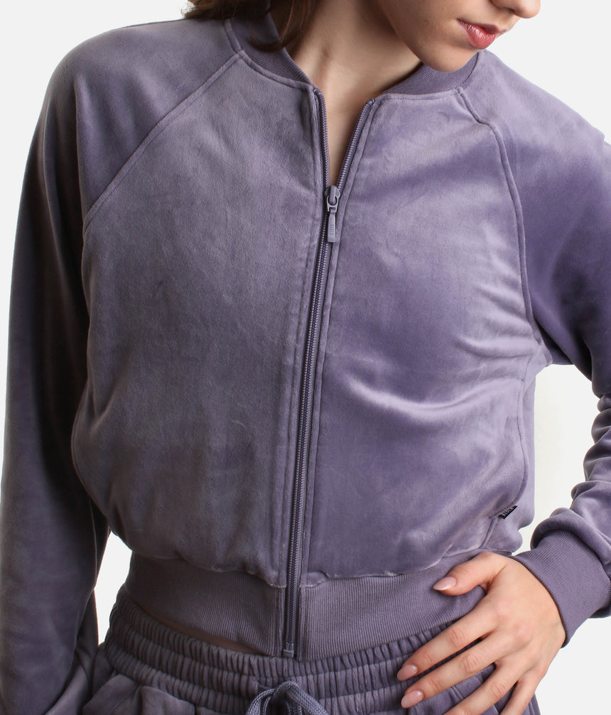 Amanda Velvet Bomber Jacket, Luxurious Dance Warm-Up Layer - J13001