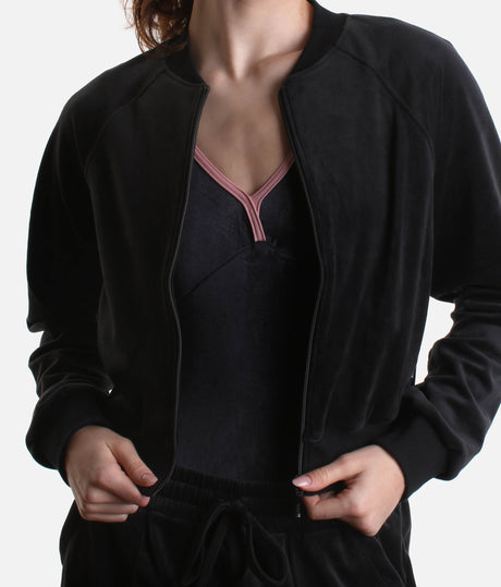 Amanda Velvet Bomber Jacket, Luxurious Dance Warm-Up Layer - J13001